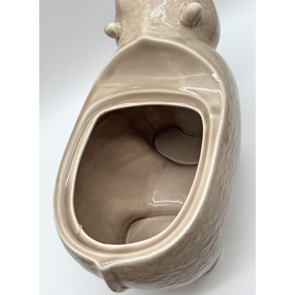 Vintage Hearth & Home Hippo Hippopotamus Cookie Jar Mexican Pottery Chipped - Picture 5 of 9